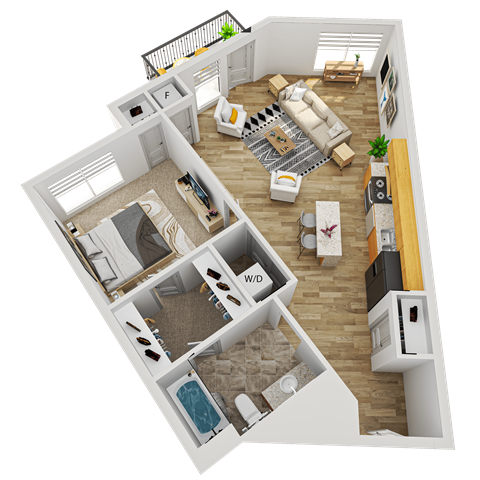 D Floor Plan at Wheaton 121, Illinois, 60187